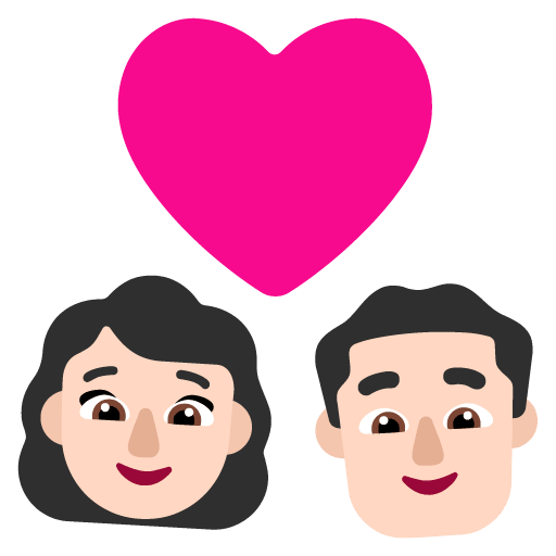 Microsoft design of the couple with heart: woman man light skin tone emoji verson:Windows-11-22H2