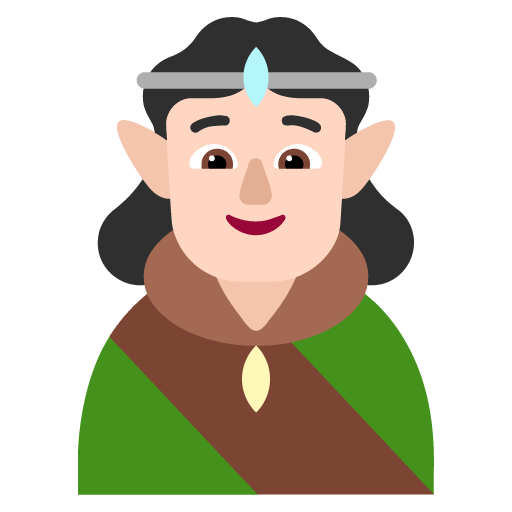 Microsoft design of the elf: light skin tone emoji verson:Windows-11-22H2