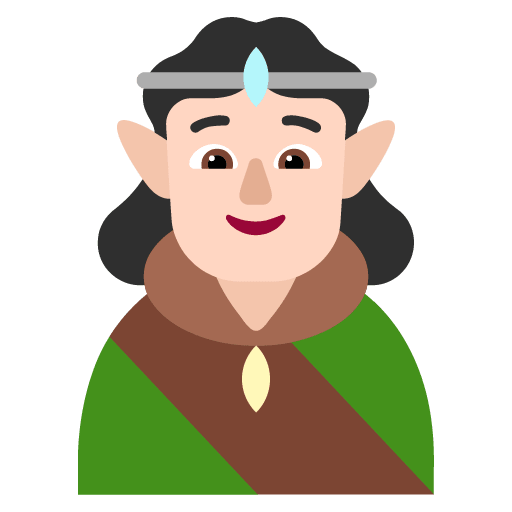 Microsoft design of the elf: light skin tone emoji verson:Windows-11-22H2