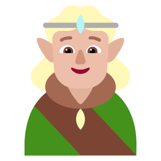 Microsoft design of the elf: medium-light skin tone emoji verson:Windows-11-22H2