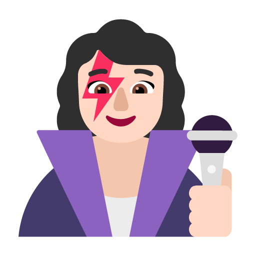 Microsoft design of the woman singer: light skin tone emoji verson:Windows-11-22H2