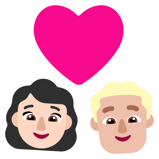 Microsoft design of the couple with heart: woman man light skin tone medium-light skin tone emoji verson:Windows-11-22H2