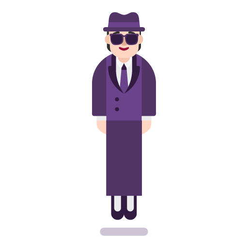 Microsoft design of the person in suit levitating: light skin tone emoji verson:Windows-11-22H2