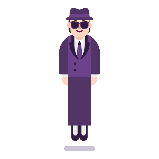 Microsoft design of the person in suit levitating: light skin tone emoji verson:Windows-11-22H2