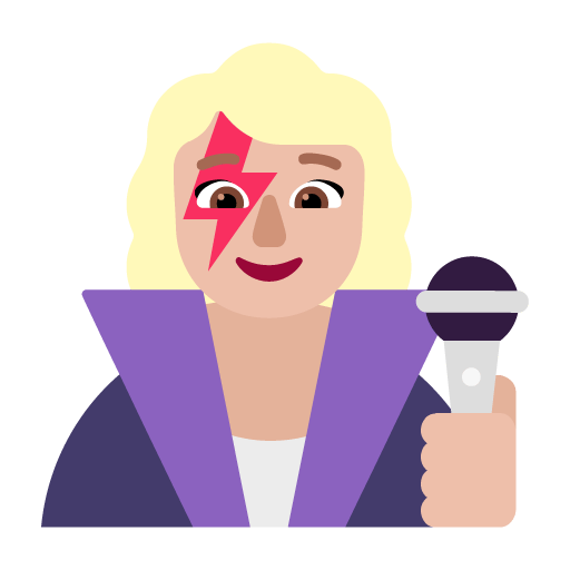 Microsoft design of the woman singer: medium-light skin tone emoji verson:Windows-11-22H2