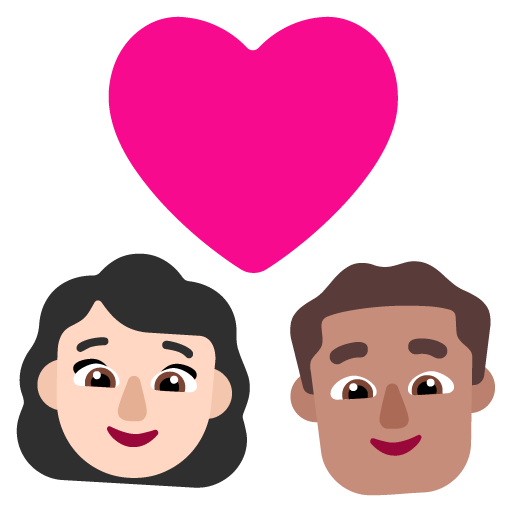 Microsoft design of the couple with heart: woman man light skin tone medium skin tone emoji verson:Windows-11-22H2