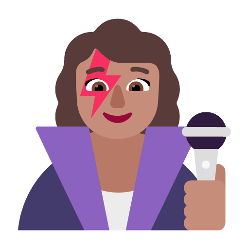 Microsoft design of the woman singer: medium skin tone emoji verson:Windows-11-22H2