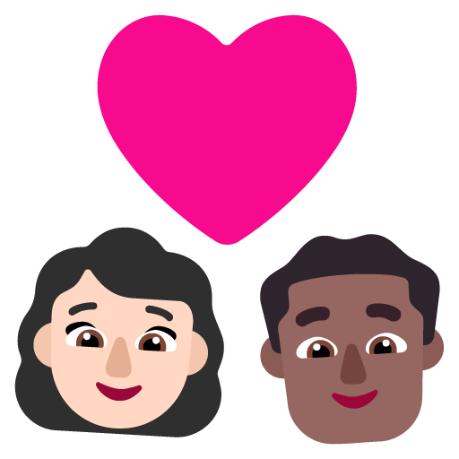 Microsoft design of the couple with heart: woman man light skin tone medium-dark skin tone emoji verson:Windows-11-22H2