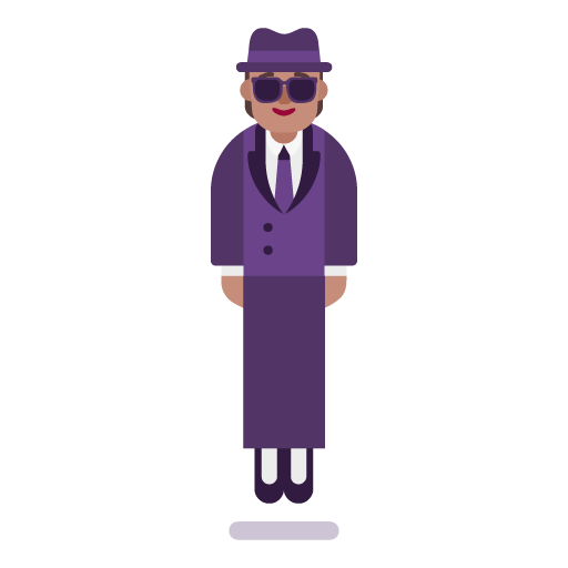 Microsoft design of the person in suit levitating: medium skin tone emoji verson:Windows-11-22H2