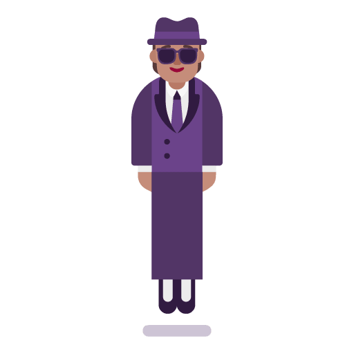 Microsoft design of the person in suit levitating: medium skin tone emoji verson:Windows-11-22H2