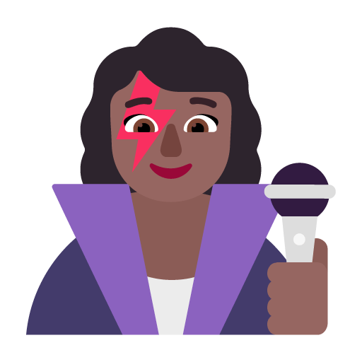 Microsoft design of the woman singer: medium-dark skin tone emoji verson:Windows-11-22H2