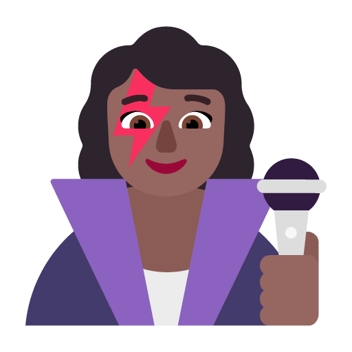 Microsoft design of the woman singer: medium-dark skin tone emoji verson:Windows-11-22H2