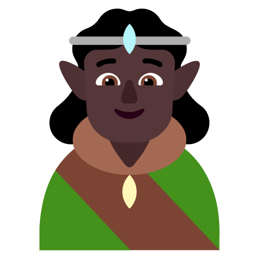 Microsoft design of the elf: dark skin tone emoji verson:Windows-11-22H2