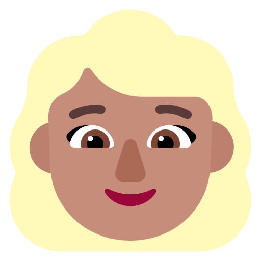 Microsoft design of the woman: medium skin tone blond hair emoji verson:Windows-11-22H2