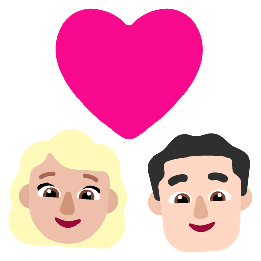 Microsoft design of the couple with heart: woman man medium-light skin tone light skin tone emoji verson:Windows-11-22H2