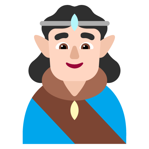 Microsoft design of the man elf: light skin tone emoji verson:Windows-11-22H2