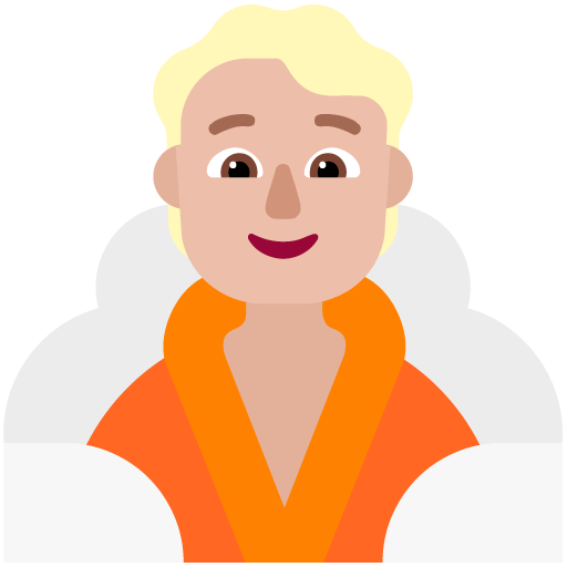 Microsoft design of the person in steamy room: medium-light skin tone emoji verson:Windows-11-22H2