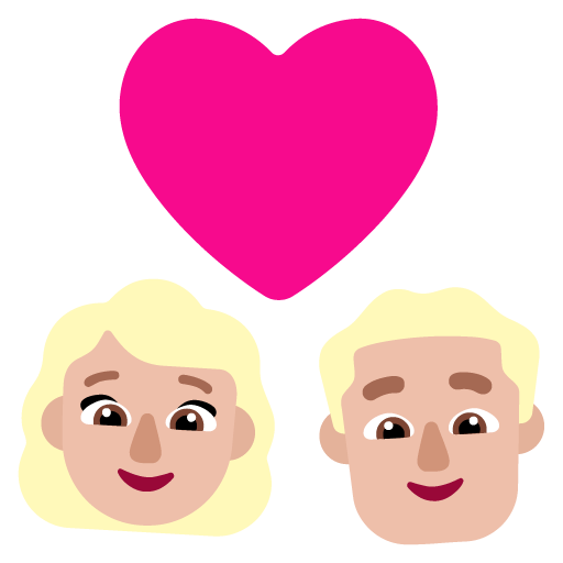 Microsoft design of the couple with heart: woman man medium-light skin tone emoji verson:Windows-11-22H2