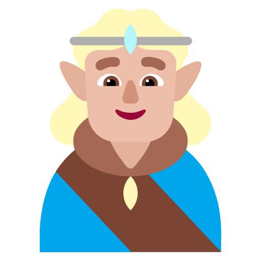 Microsoft design of the man elf: medium-light skin tone emoji verson:Windows-11-22H2