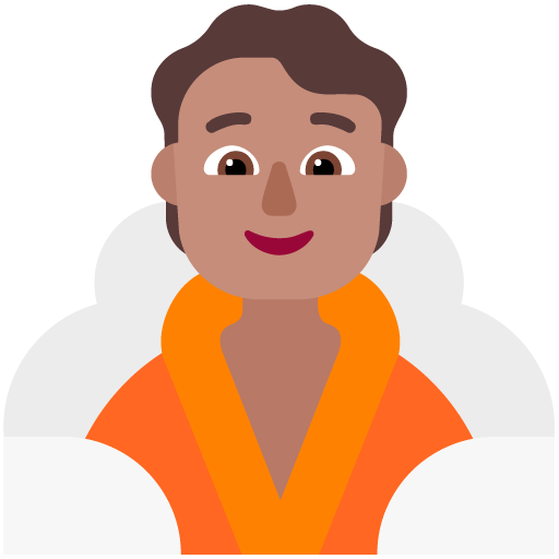 Microsoft design of the person in steamy room: medium skin tone emoji verson:Windows-11-22H2