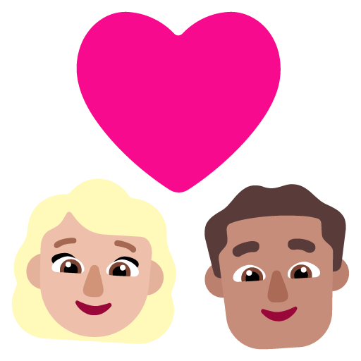Microsoft design of the couple with heart: woman man medium-light skin tone medium skin tone emoji verson:Windows-11-22H2