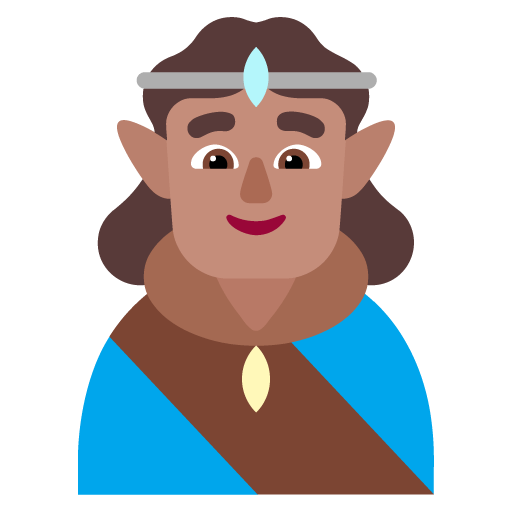 Microsoft design of the man elf: medium skin tone emoji verson:Windows-11-22H2