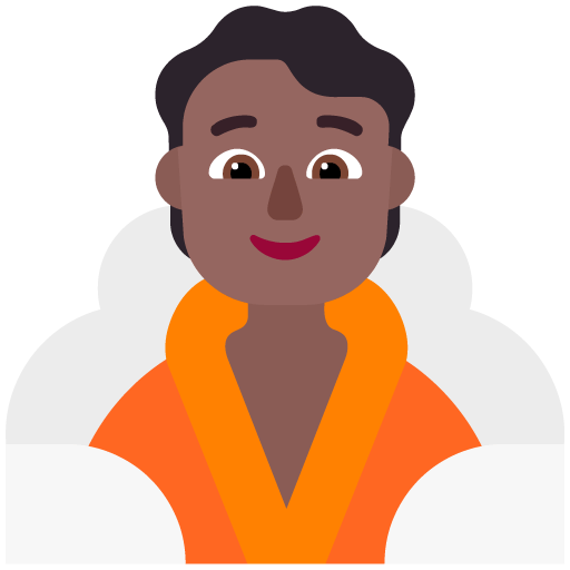 Microsoft design of the person in steamy room: medium-dark skin tone emoji verson:Windows-11-22H2