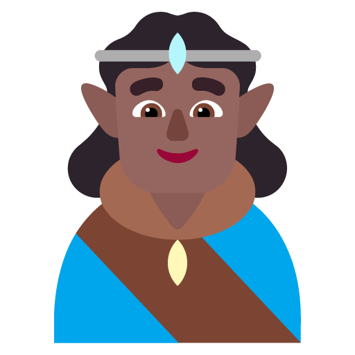 Microsoft design of the man elf: medium-dark skin tone emoji verson:Windows-11-22H2