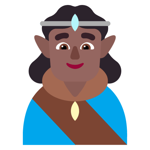 Microsoft design of the man elf: medium-dark skin tone emoji verson:Windows-11-22H2