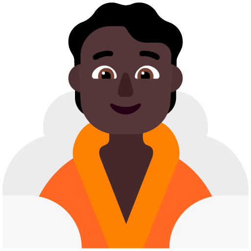 Microsoft design of the person in steamy room: dark skin tone emoji verson:Windows-11-22H2