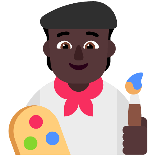 Microsoft design of the artist: dark skin tone emoji verson:Windows-11-22H2