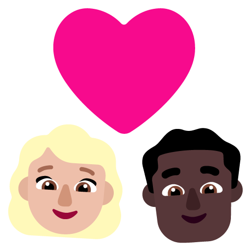 Microsoft design of the couple with heart: woman man medium-light skin tone dark skin tone emoji verson:Windows-11-22H2