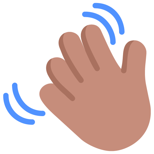 Microsoft design of the waving hand: medium skin tone emoji verson:Windows-11-22H2