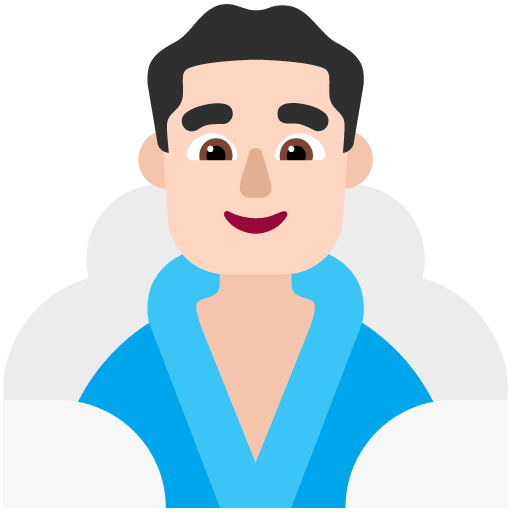 Microsoft design of the man in steamy room: light skin tone emoji verson:Windows-11-22H2