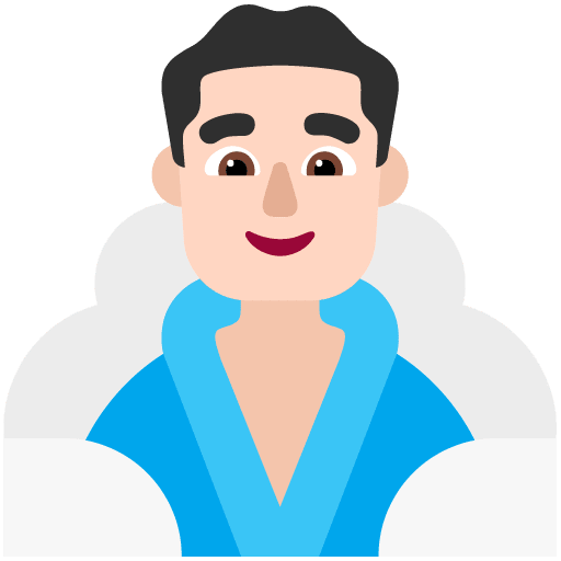 Microsoft design of the man in steamy room: light skin tone emoji verson:Windows-11-22H2