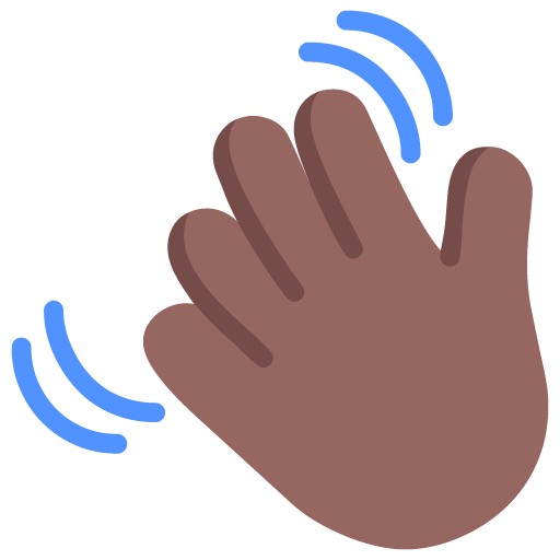 Microsoft design of the waving hand: medium-dark skin tone emoji verson:Windows-11-22H2