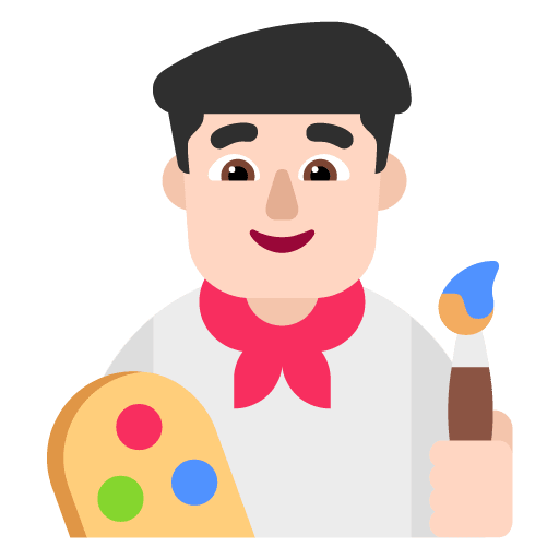 Microsoft design of the man artist: light skin tone emoji verson:Windows-11-22H2