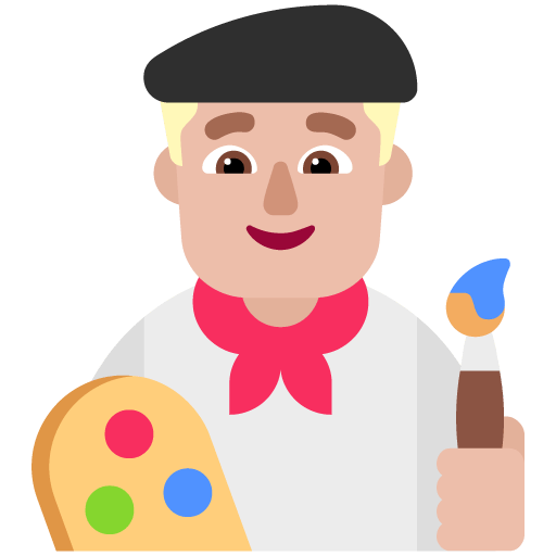 Microsoft design of the man artist: medium-light skin tone emoji verson:Windows-11-22H2