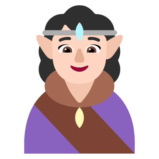 Microsoft design of the woman elf: light skin tone emoji verson:Windows-11-22H2