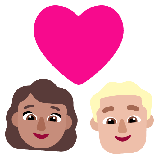Microsoft design of the couple with heart: woman man medium skin tone medium-light skin tone emoji verson:Windows-11-22H2