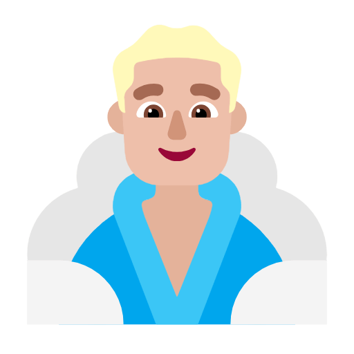 Microsoft design of the man in steamy room: medium-light skin tone emoji verson:Windows-11-23H2