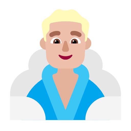 Microsoft design of the man in steamy room: medium-light skin tone emoji verson:Windows-11-23H2