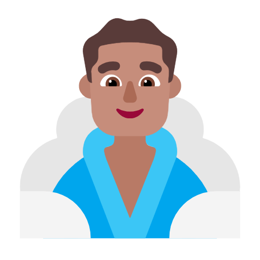 Microsoft design of the man in steamy room: medium skin tone emoji verson:Windows-11-23H2