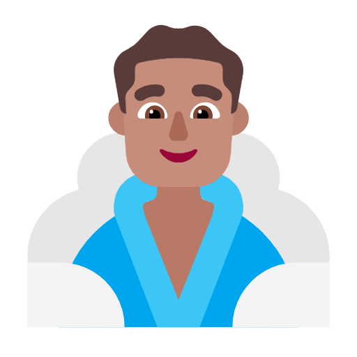 Microsoft design of the man in steamy room: medium skin tone emoji verson:Windows-11-23H2