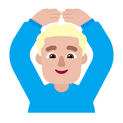 Microsoft design of the man gesturing OK: medium-light skin tone emoji verson:Windows-11-23H2