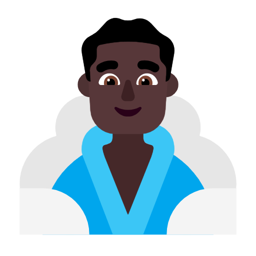 Microsoft design of the man in steamy room: dark skin tone emoji verson:Windows-11-23H2