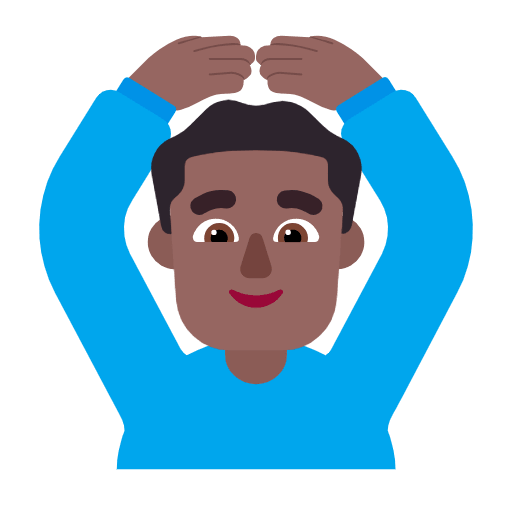 Microsoft design of the man gesturing OK: medium-dark skin tone emoji verson:Windows-11-23H2
