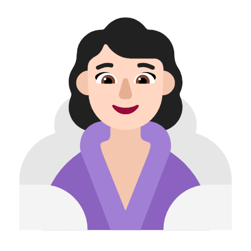 Microsoft design of the woman in steamy room: light skin tone emoji verson:Windows-11-23H2