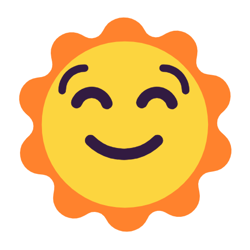 Microsoft design of the sun with face emoji verson:Windows-11-23H2