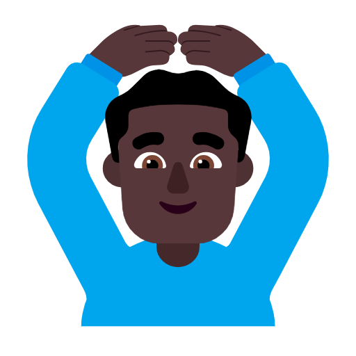 Microsoft design of the man gesturing OK: dark skin tone emoji verson:Windows-11-23H2